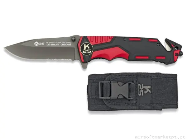 Faca Tática K25 19653 Titanium Coated 9cm com Estojo — Ferramentas — Airsoft Market PT