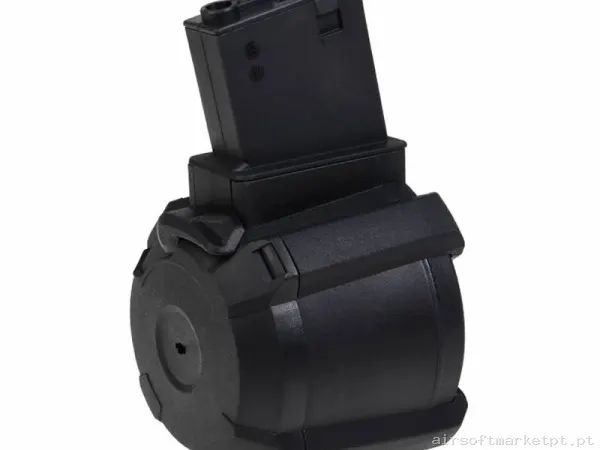 Magazine Réplica Drum M4 Saigo Elétrico 1000 Bbs preto — Carregadores / Magazines — Airsoft Market PT