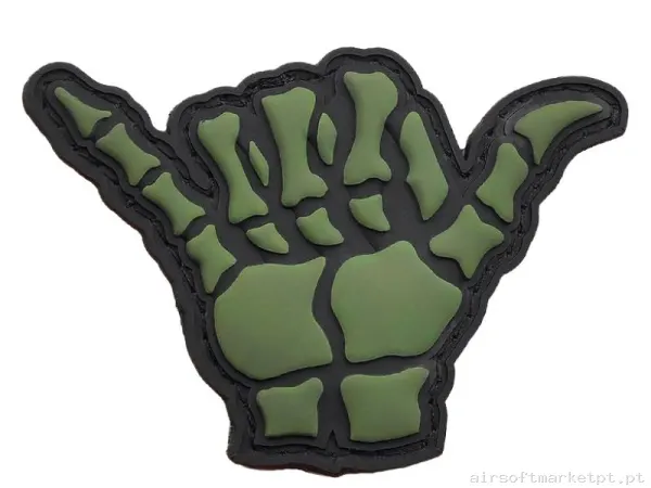 PARCHE GOMA RELIEVE OEM MANO ESQUELETO F17 VERDE OD — Patches & Decoração — Airsoft Market PT