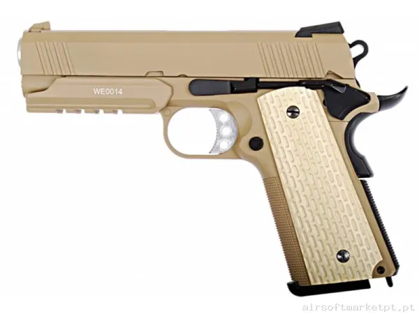 Réplica GBB Pistola Hi-Capa WE Desert Warrior 4.3 Metal completo tan — Pistolas — Airsoft Market PT