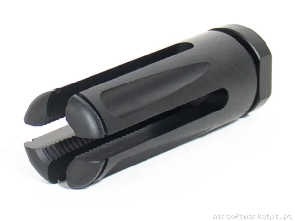 Externo Quebra-chamas Evolution CNC Steel Straightcomp Flash Hider negra — Acessórios & Componentes — Airsoft Market PT