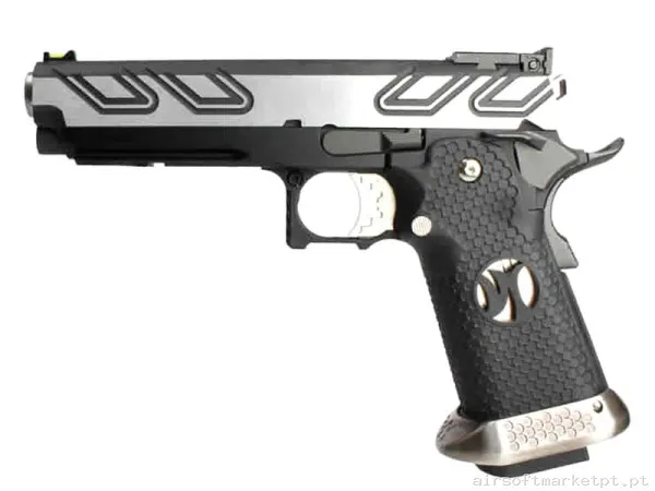 Réplica GBB Pistola Hi-Capa 5.1 Aw Custom Hx2301 Ipsc preta/Cinza — Pistolas — Airsoft Market PT
