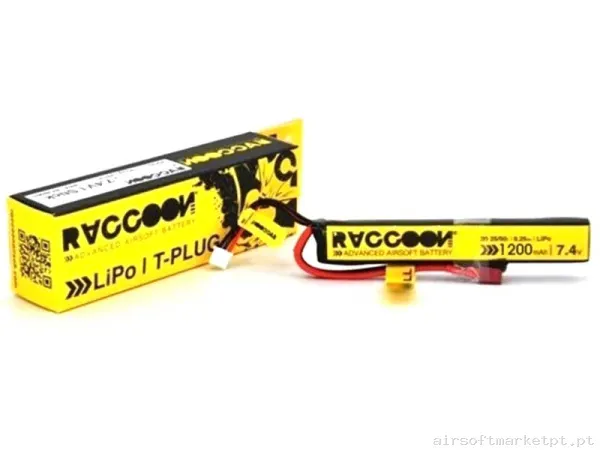 Bateria Lipo Stick Raccoon Pro 1200mah 7.4v 25-50C (T-Plug) — Baterias & Carregadores — Airsoft Market PT