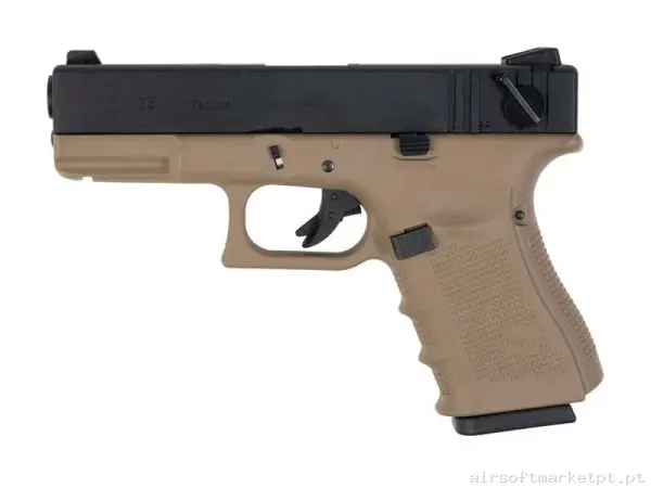 Pistola Glock WE 23 Auto GEN4 GAS Tan/Negra — Pistolas — Airsoft Market PT