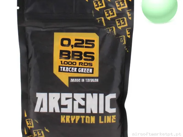 Bolas Arsenic Krypton Trazadoras 0.25g 1000 Bbs Verde — Munição (BBs) — Airsoft Market PT