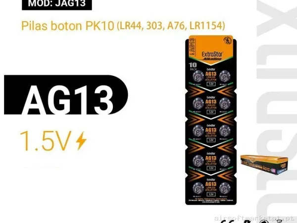 Pack de 10 Pilas de boton LR44-AG13 EXTRASTAR — Acessórios & Componentes — Airsoft Market PT