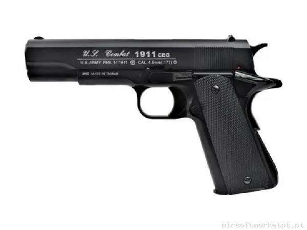 Airgun CO2 4.5mm Pistola Bruni U.s. Combat 1911 Cbb Blowback Full Metal BR-613M preta — Pistolas — Airsoft Market PT