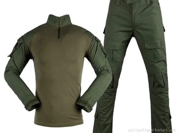 Uniforme Verde OD Con Rodilleras y Coderas - L — Vestuário (Fardas) — Airsoft Market PT