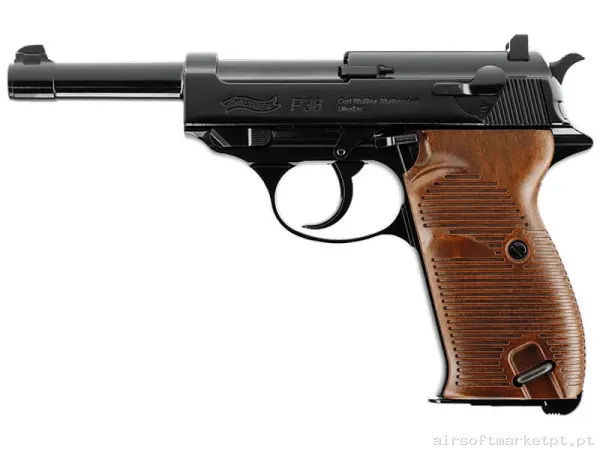 Réplicas CO2 4.5mm Pistola Umarex Walther P38 Full Metal negra/Madeira — Pistolas — Airsoft Market PT