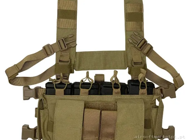 Colete Chest Rig Conquer Multi Chest Rig tan — Coletes & Rigs — Airsoft Market PT