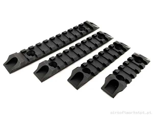 Externo Trilho M-Lok Raccoon Rrl005 5/7/9/11 Slot negro Pack 4u — Acessórios & Componentes — Airsoft Market PT