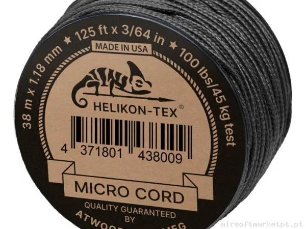Corda Multiusos Helikon-Tex Micro Cord 125ft preto — Acessórios & Componentes — Airsoft Market PT
