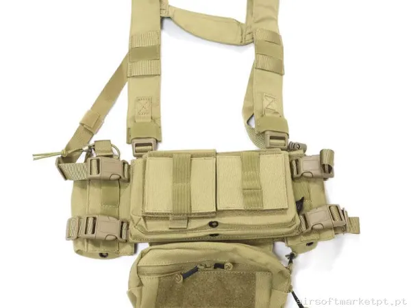 Colete Chest Rig Conquer Mini Chest Rig tan — Coletes & Rigs — Airsoft Market PT