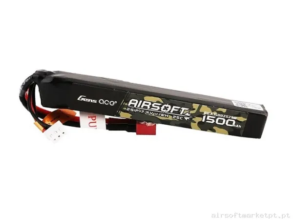 BATERÍA GENS ACE 1500MAH 25C 7.4V STICK TDEAN — Baterias & Carregadores — Airsoft Market PT