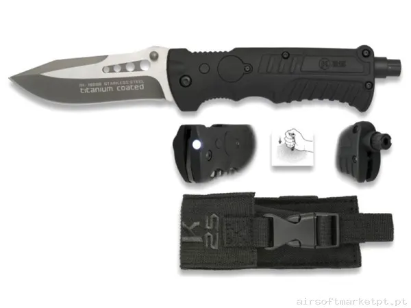 Faca Tática K25 19588 Revestida em Titânio 9.5cm com Capa — Ferramentas — Airsoft Market PT