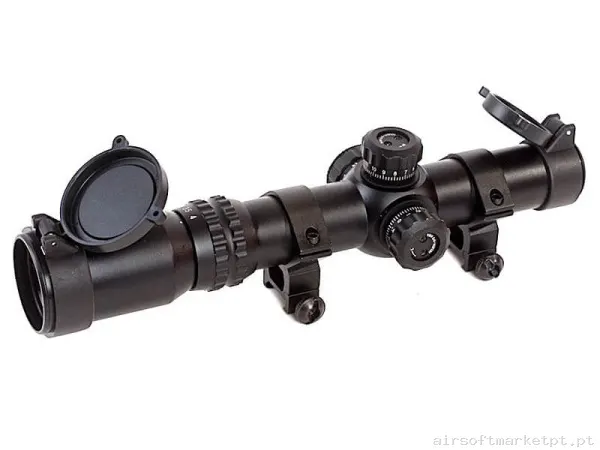 Mira telescópica 1-4X24SE Aim-O Scope Tático Retículo Vermelho/Verde negro — Miras & Ópticas — Airsoft Market PT