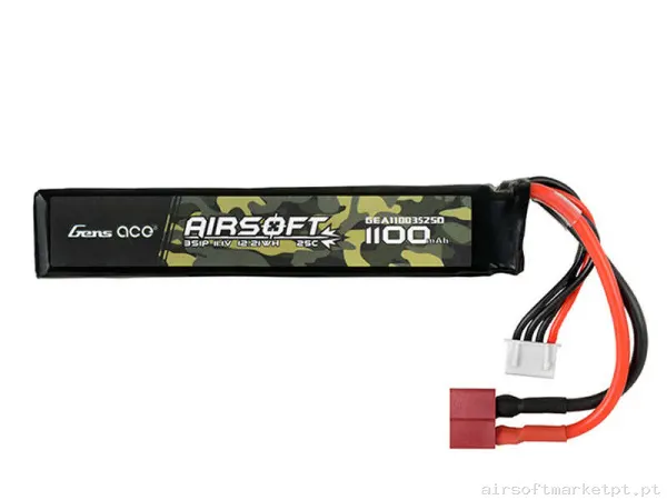 Bateria Lipo Stick Gens Ace 1100mah 11.1v 25c (T-Plug) — Baterias & Carregadores — Airsoft Market PT