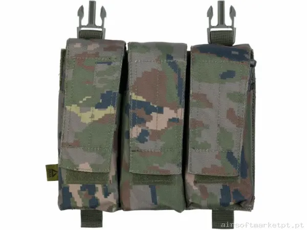 Pouch Magazine Pouch Triple M4 Delta Tactics Force Solapa Detachable Boscoso Pixelado — Coletes & Rigs — Airsoft Market PT