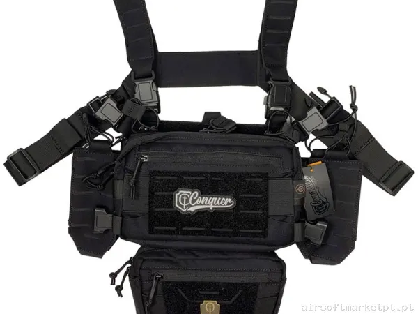 Coletes Chest Rig Conquer Titan Chest Rig preto — Coletes & Rigs — Airsoft Market PT