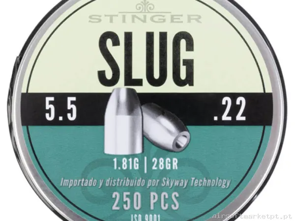 Perdigon Diábolo Punta Hueca 5.5mm 1.81g Stinger Slug 250u — Munição (BBs) — Airsoft Market PT