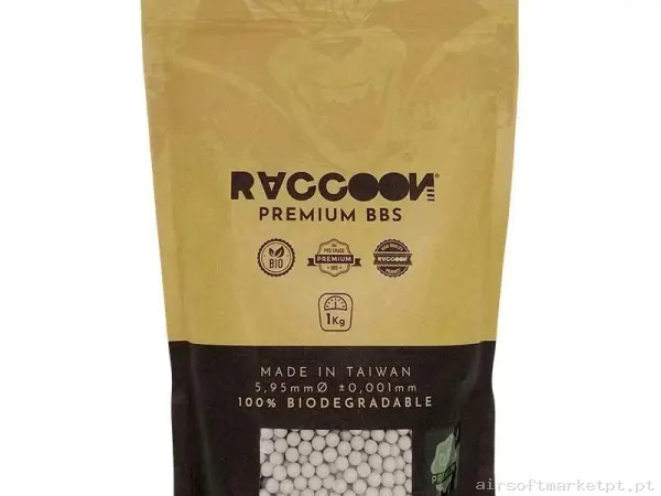 BOLAS RACCOON BIO PREMIUM 0,28 GRAMOS BLANCAS 3570 BBS — Munição (BBs) — Airsoft Market PT