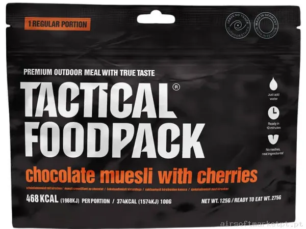 Comida Tactical Foodpack Café da Manhã Muesli com Chocolate e Cerejas (Vegetariano) — Outros — Airsoft Market PT