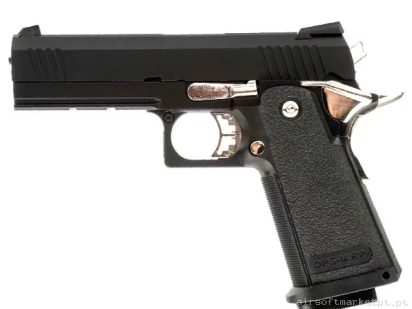 Réplica GBB Pistola Hi-Capa 4.3 Golden Eagle negra/Plata — Pistolas — Airsoft Market PT