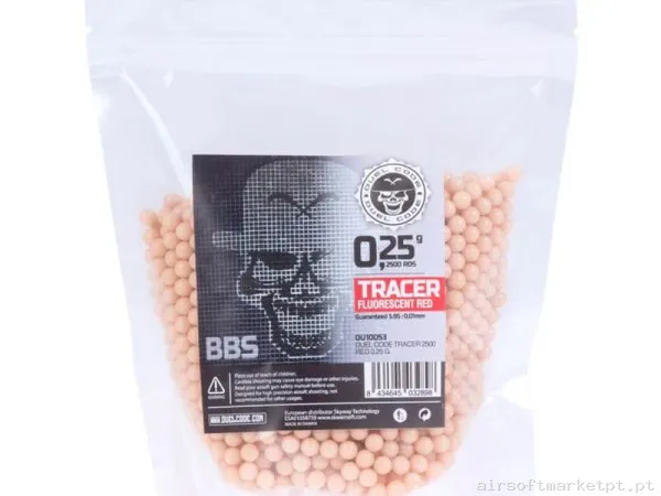 BBs 0.25g Trazadoras Duel Code 2500 BBs Rojas — Munição (BBs) — Airsoft Market PT