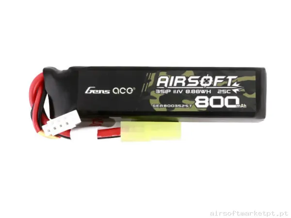 Bateria Lipo Stick Gens Ace 800mah 11.1v 25c — Baterias & Carregadores — Airsoft Market PT