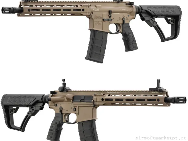 Réplica GBB DDM4 V7S Tan Golden Eagle Daniel Defense — Rifles de Assalto (AR/M4/AK) — Airsoft Market PT