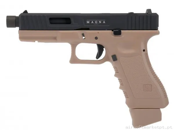Réplica CO2 Pistola Secutor Gladius Magna Vi Dual Tone tan/Negra — Pistolas — Airsoft Market PT