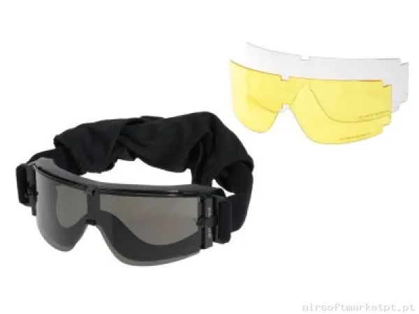 Oculos 3 Lentes Delta Tactics Preto — Proteção Ocular & Facial — Airsoft Market PT