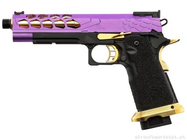 Réplica GBB Pistola Hi-Capa 5.1 Lancer Tactical Stryk preta/Violeta — Pistolas — Airsoft Market PT