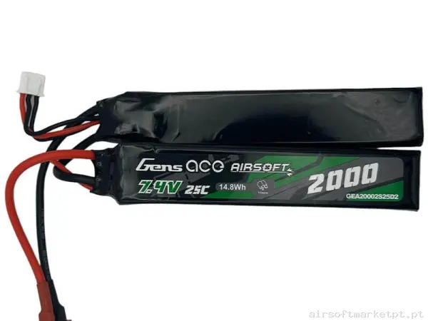 Bateria Lipo Nunchuk Dupla Gens Ace 2000mah 7.4v 25c (T-Plug) — Baterias & Carregadores — Airsoft Market PT