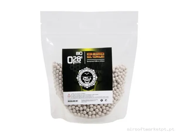 BOLAS DUEL CODE BIO 0,28 G GRIS PERLA 2000 BBS — Munição (BBs) — Airsoft Market PT