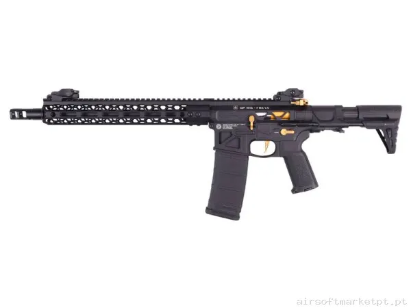 Réplica AEG M4 Delta Armory Freya DA-GP-FRY-A26 Hexagon Skeleton PDW Gen.2 12.5" Eagle negra/Dorada — Rifles de Assalto (AR/M4/AK) — Airsoft Market PT